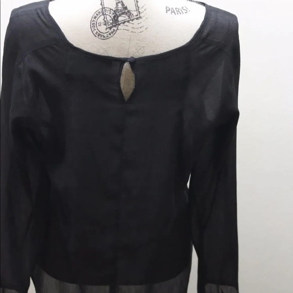 Z Zac Posen Women Black Blouse Made In USA Looks Small Long Sleeve Textured - Picture 3 of 6
